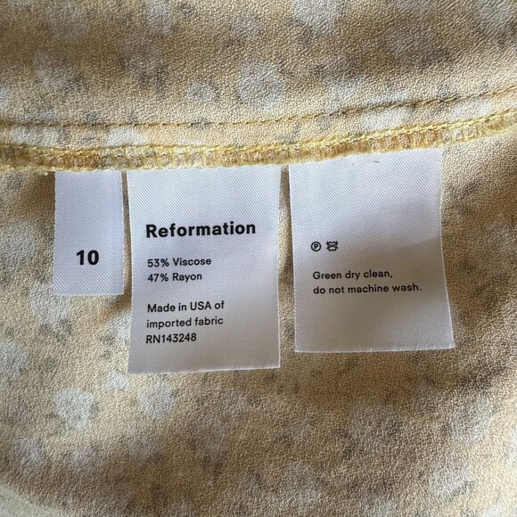 Reformation Moore Lily Butter Yellow Ruffle Srap Wide Leg Jumpsuit Size 10 - Picture 13 of 13